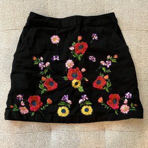 Topshop Embroidered Floral Skirt - Size US 2